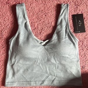 NWT Klassy network knit crop top - built in bra!